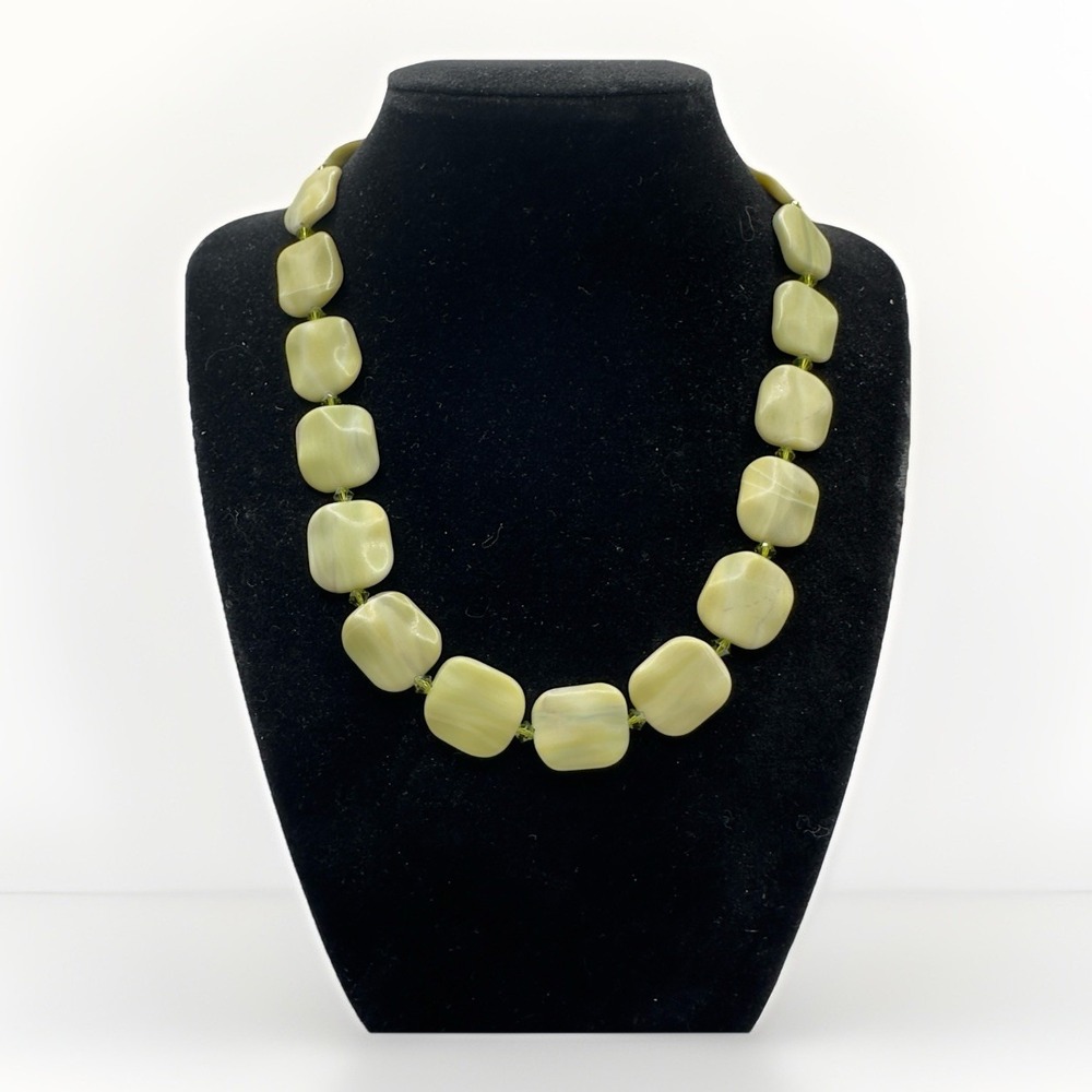 Vintage Artisan Jasper Necklace Choker Modern Boho Earthy Modern Butter Green